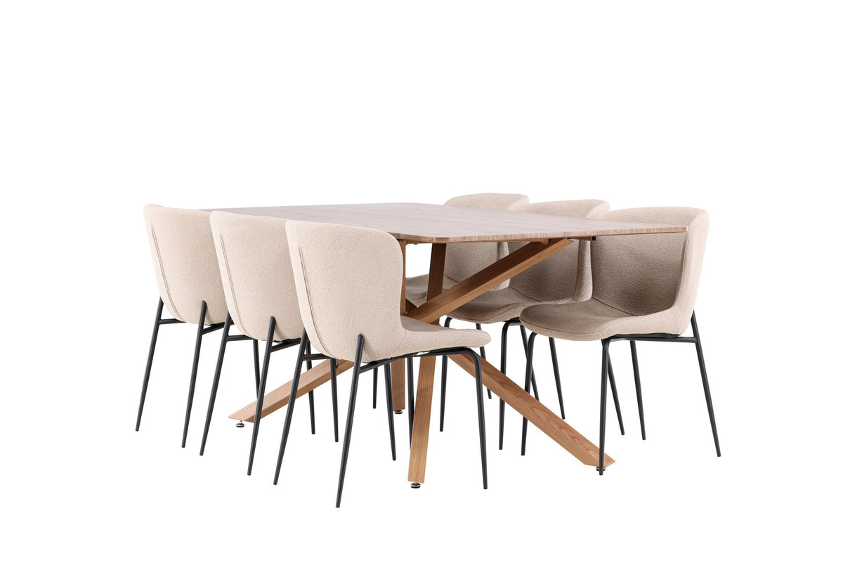 Piazza Esstisch mit Modesto Stühlen in Beige präsentiert im Onlineshop von KAQTU Design AG. Esszimmerset ist von Venture Home