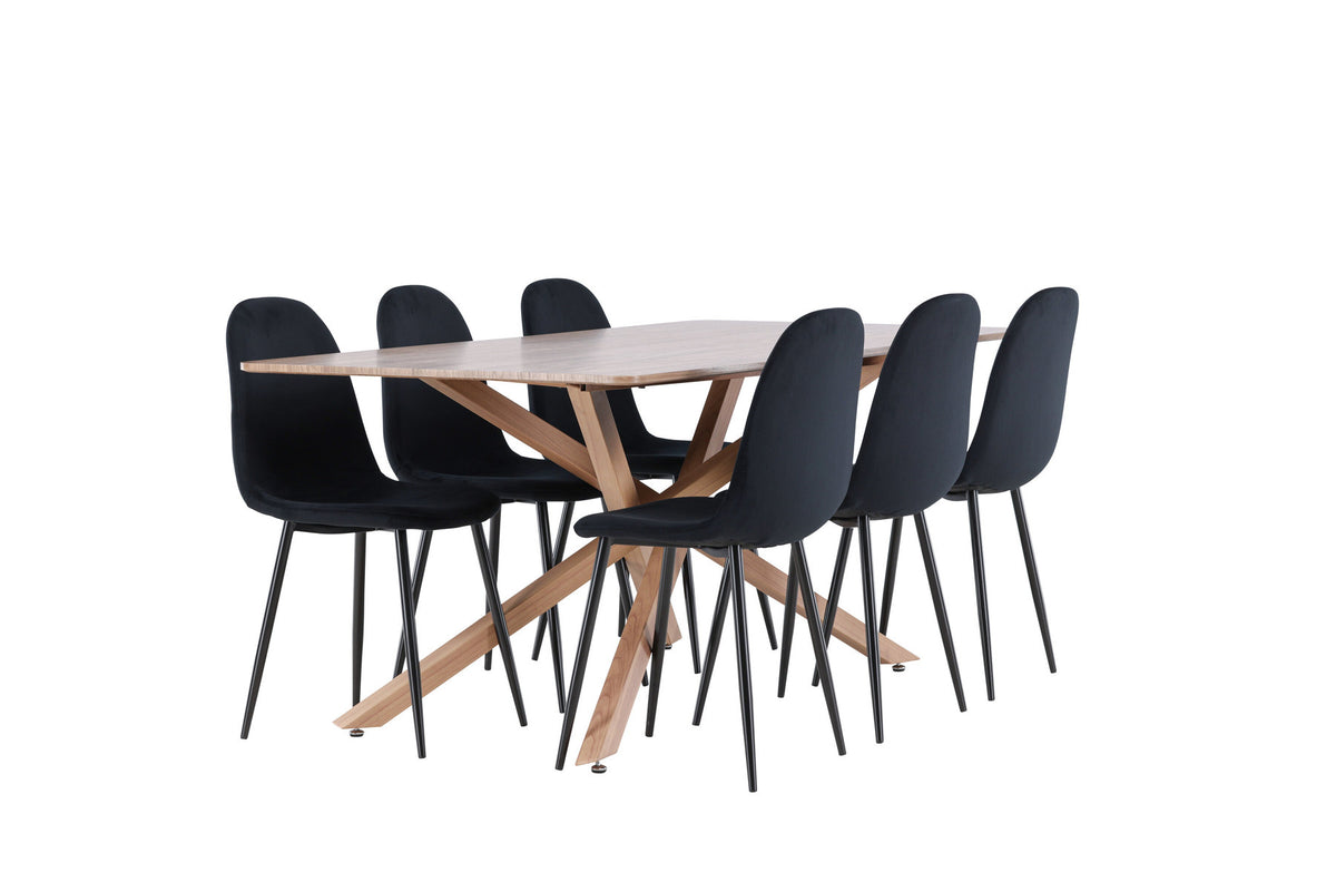 Piazza Esstisch mit Polar Stühlen in Schwarz präsentiert im Onlineshop von KAQTU Design AG. Esszimmerset ist von Venture Home