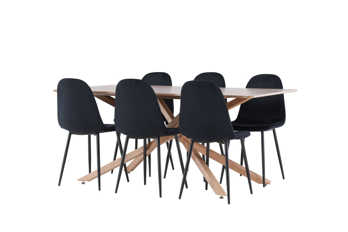 Piazza Esstisch mit Polar Stühlen in Schwarz präsentiert im Onlineshop von KAQTU Design AG. Esszimmerset ist von Venture Home