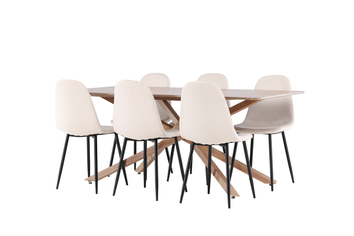 Piazza Esstisch mit Polar Stühlen in Beige präsentiert im Onlineshop von KAQTU Design AG. Esszimmerset ist von Venture Home