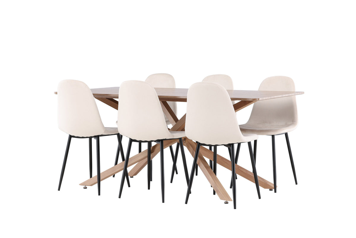 Piazza Esstisch mit Polar Stühlen in Beige präsentiert im Onlineshop von KAQTU Design AG. Esszimmerset ist von Venture Home