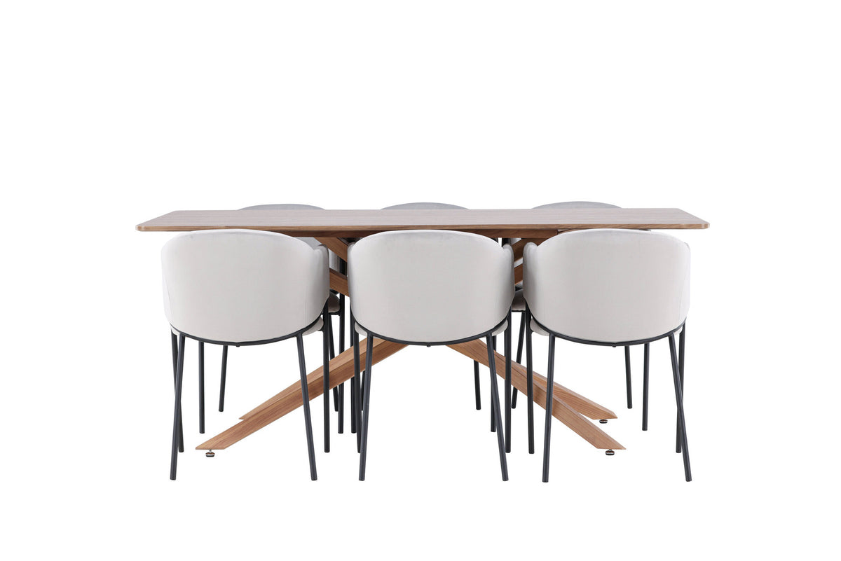 Piazza Esstisch mit Evelina Stühlen in Grau präsentiert im Onlineshop von KAQTU Design AG. Esszimmerset ist von Venture Home