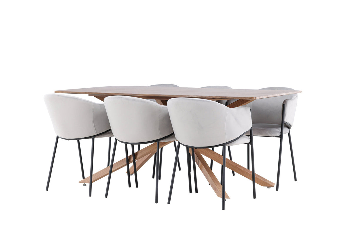Piazza Esstisch mit Evelina Stühlen in Grau präsentiert im Onlineshop von KAQTU Design AG. Esszimmerset ist von Venture Home