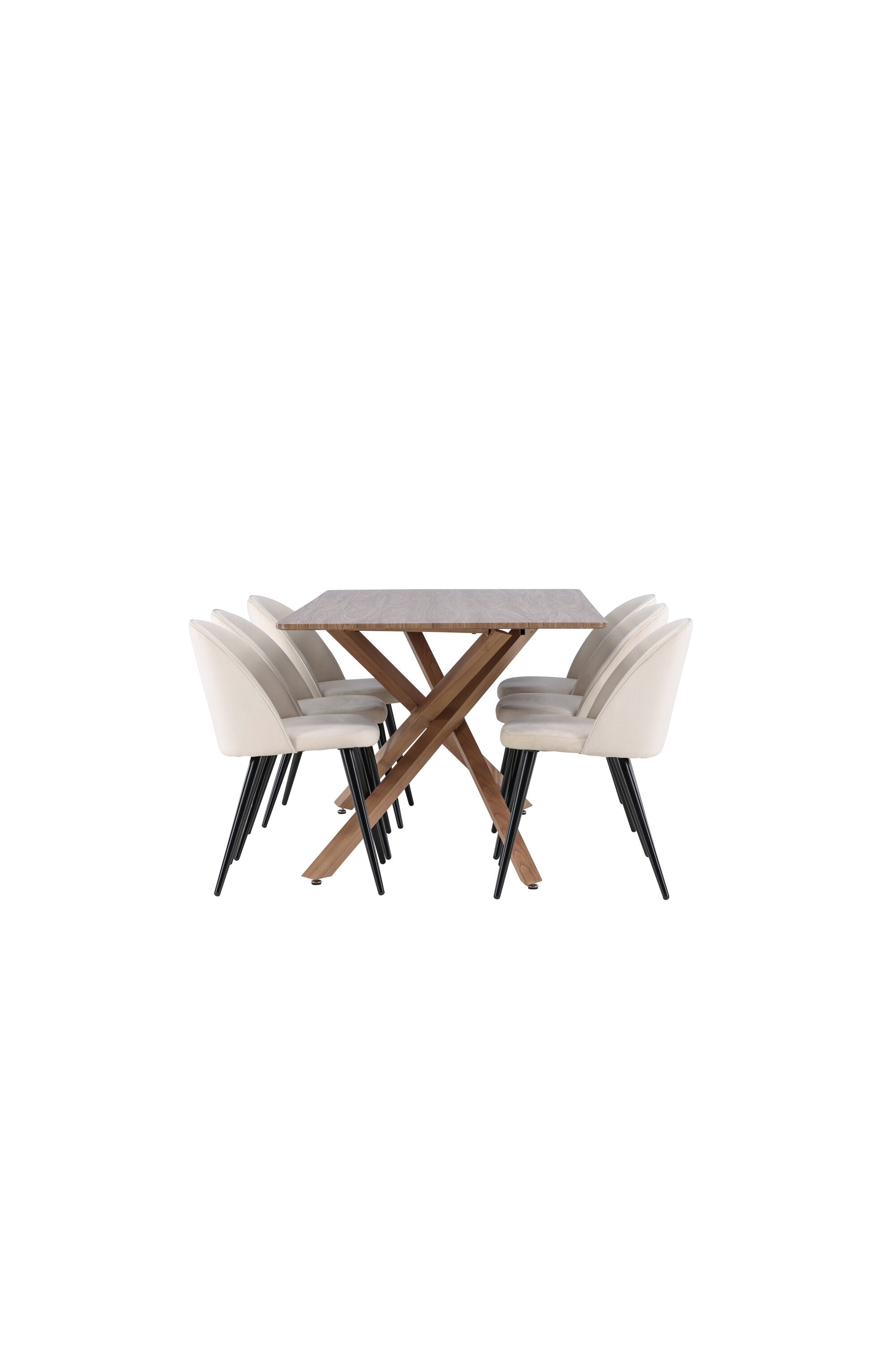 Elegantes Esstischset bestehend aus dem Piazza Esstisch und einem komfortablen Velvet-Stuhl, perfekt für stilvolle Esszimmer.