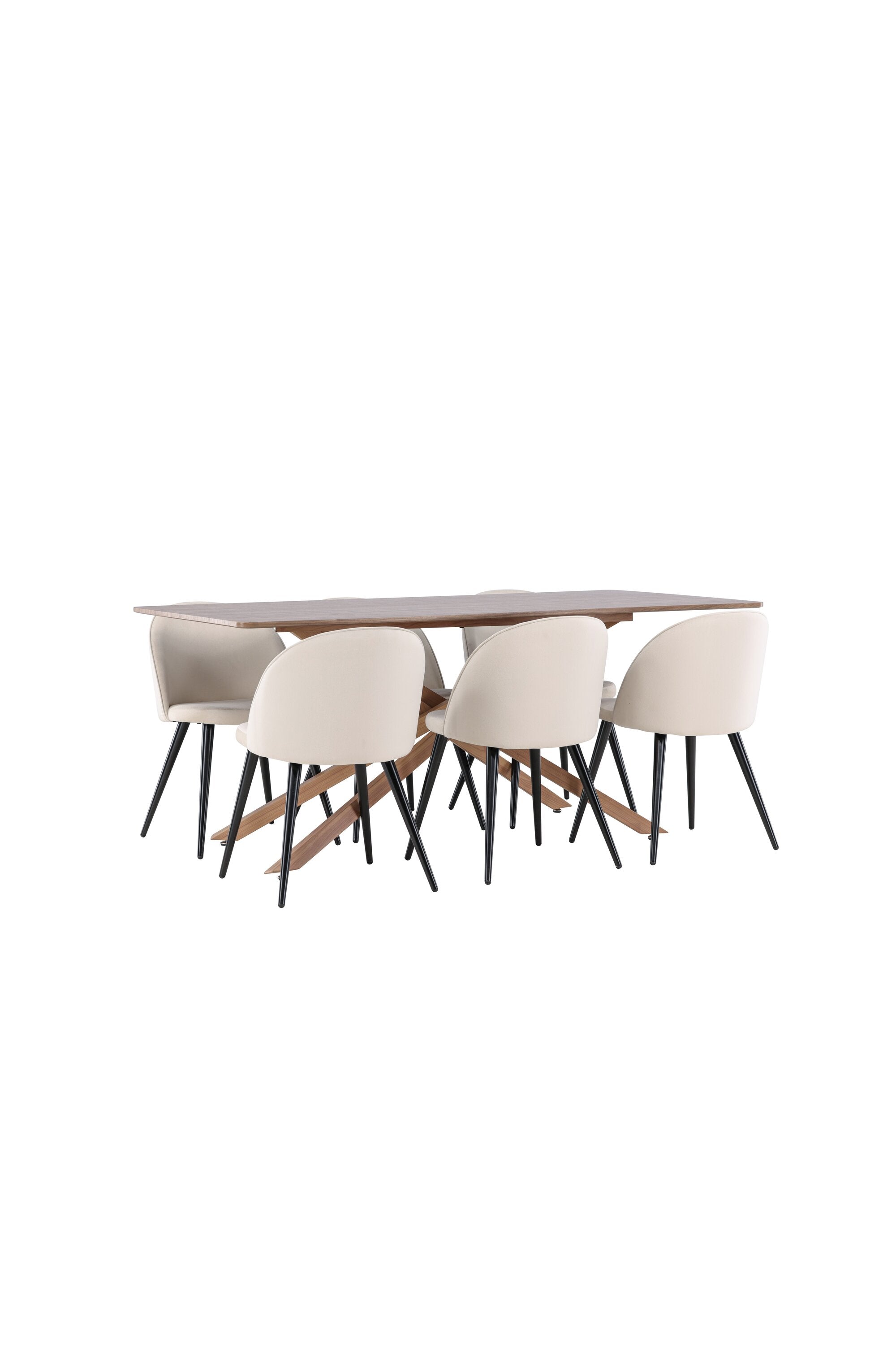 Elegantes Esstischset bestehend aus dem Piazza Esstisch und einem komfortablen Velvet-Stuhl, perfekt für stilvolle Essbereiche.