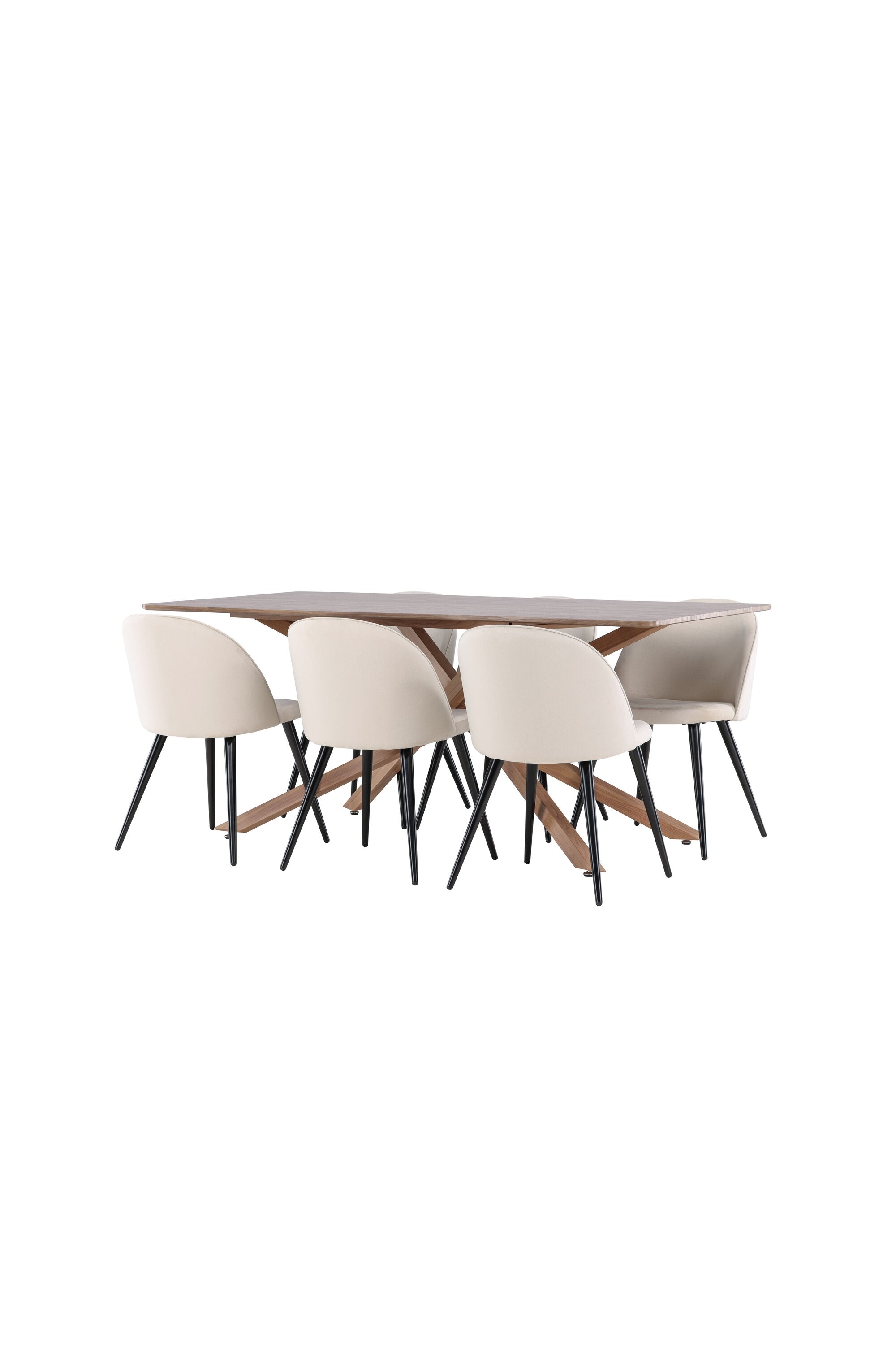 Elegantes Esstischset bestehend aus dem Piazza Esstisch und einem stilvollen Velvet Esszimmerstuhl von Venture Home.