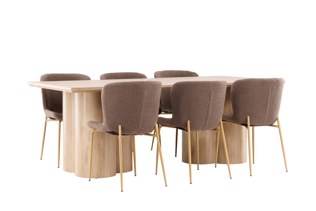 Olivia Esstisch mit Modesto Stühlen in Braun präsentiert im Onlineshop von KAQTU Design AG. Esszimmerset ist von Venture Home