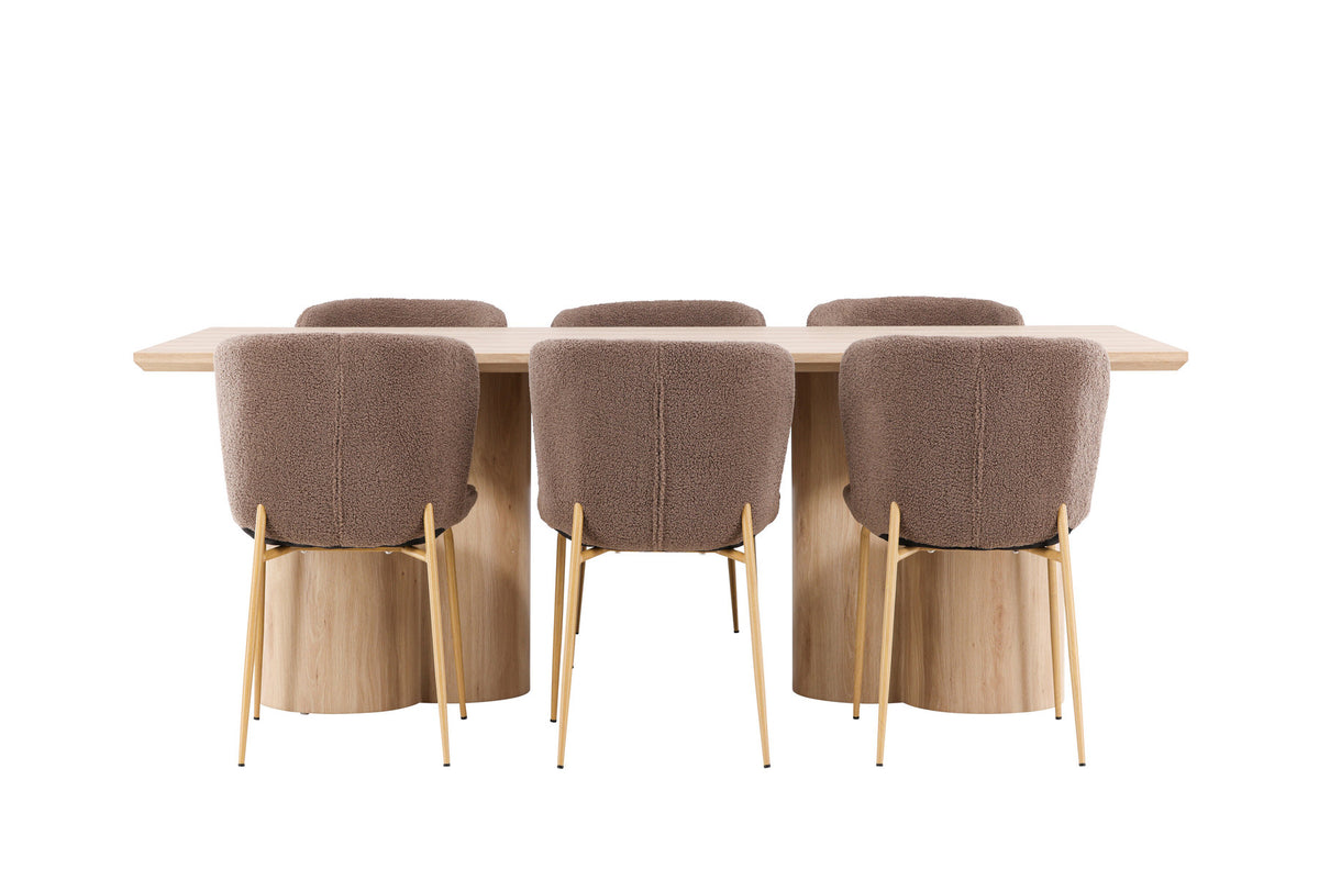 Olivia Esstisch mit Modesto Stühlen in Braun präsentiert im Onlineshop von KAQTU Design AG. Esszimmerset ist von Venture Home
