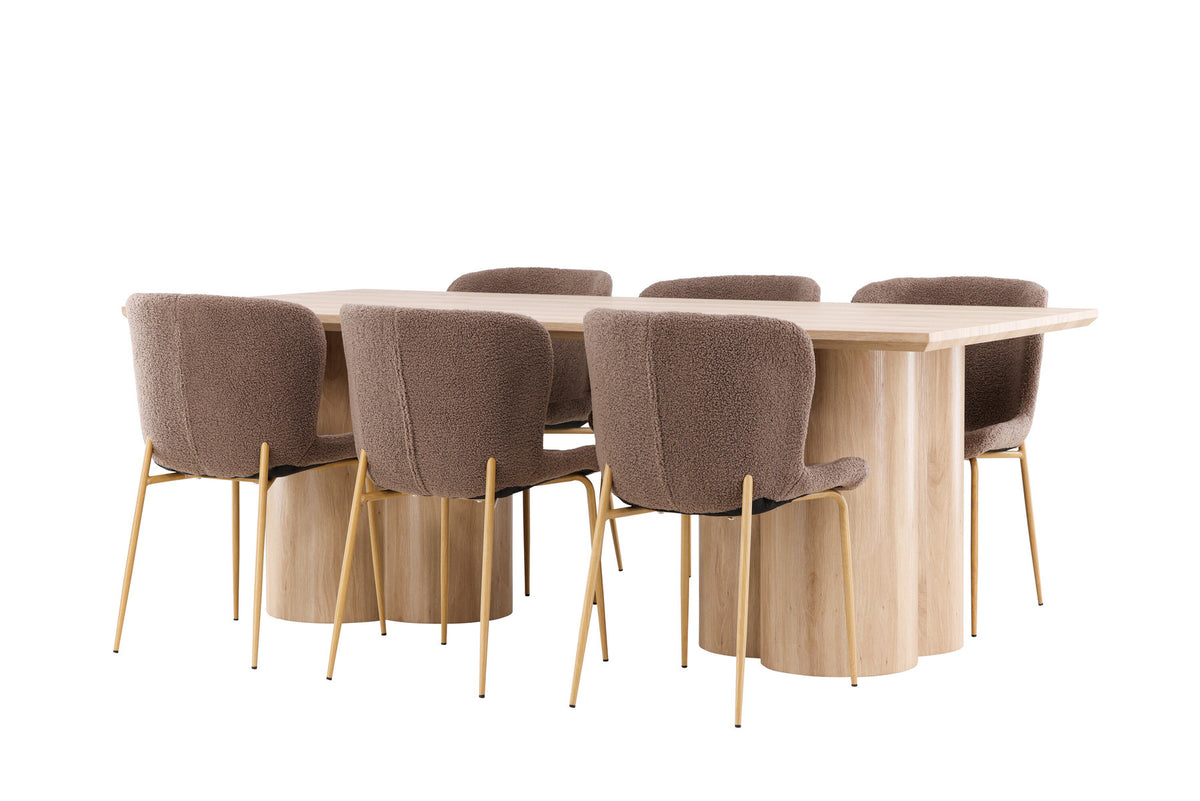 Olivia Esstisch mit Modesto Stühlen in Braun präsentiert im Onlineshop von KAQTU Design AG. Esszimmerset ist von Venture Home
