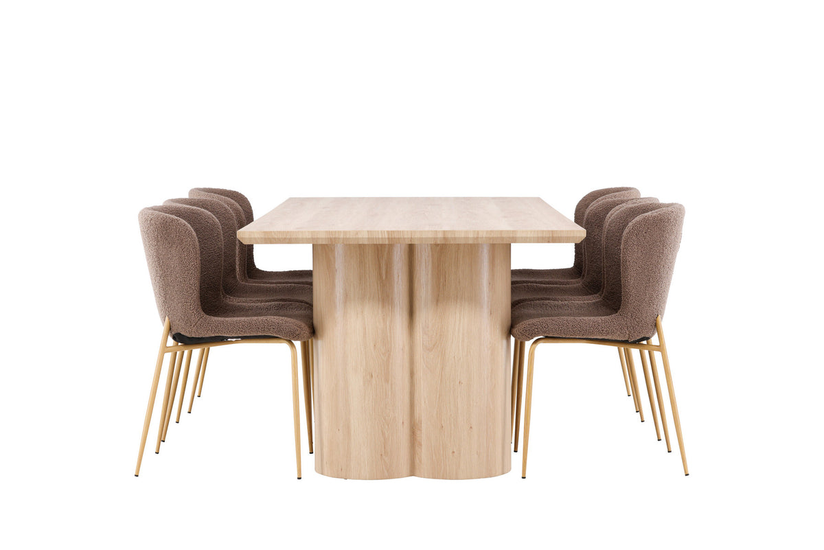 Olivia Esstisch mit Modesto Stühlen in Braun präsentiert im Onlineshop von KAQTU Design AG. Esszimmerset ist von Venture Home