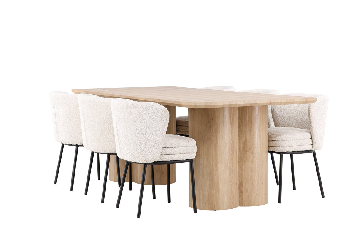 Olivia Esstisch mit Agnes Stühlen in Weiss präsentiert im Onlineshop von KAQTU Design AG. Esszimmerset ist von Venture Home