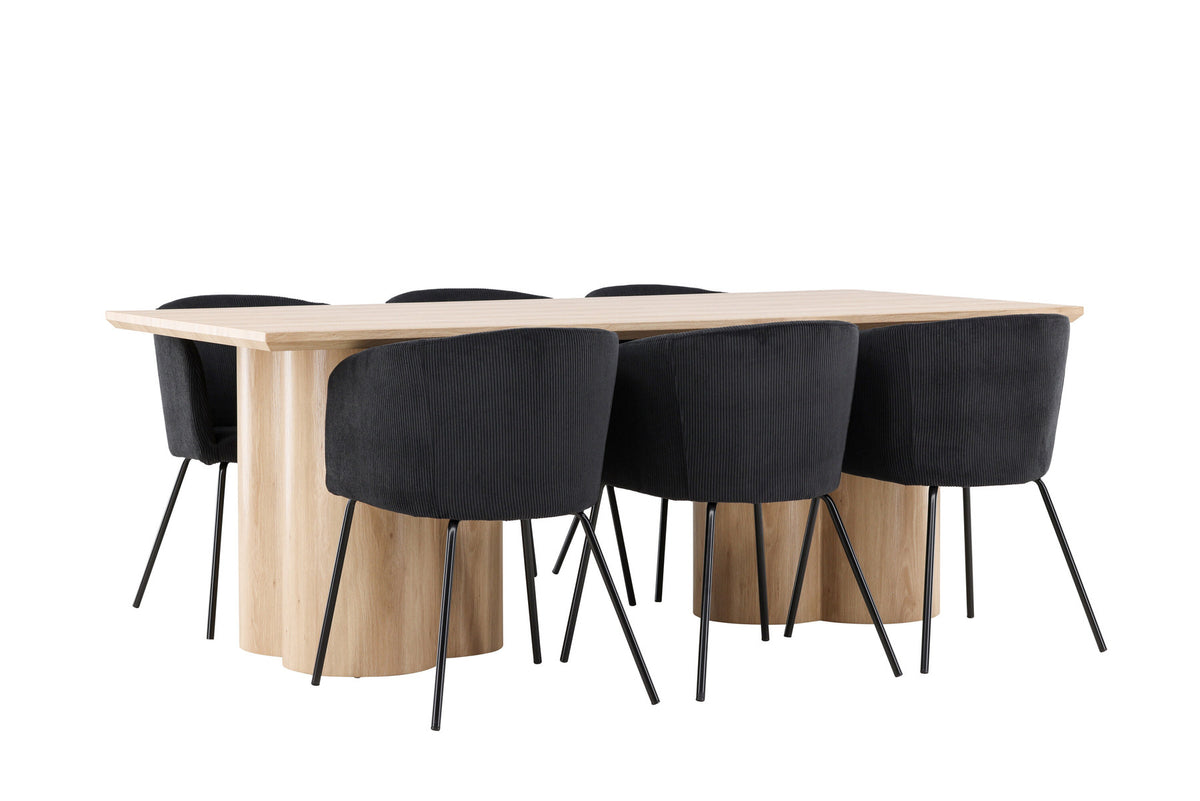 Olivia Esstisch mit Stühlen von Berit in Schwarz präsentiert im Onlineshop von KAQTU Design AG. Esszimmerset ist von Venture Home