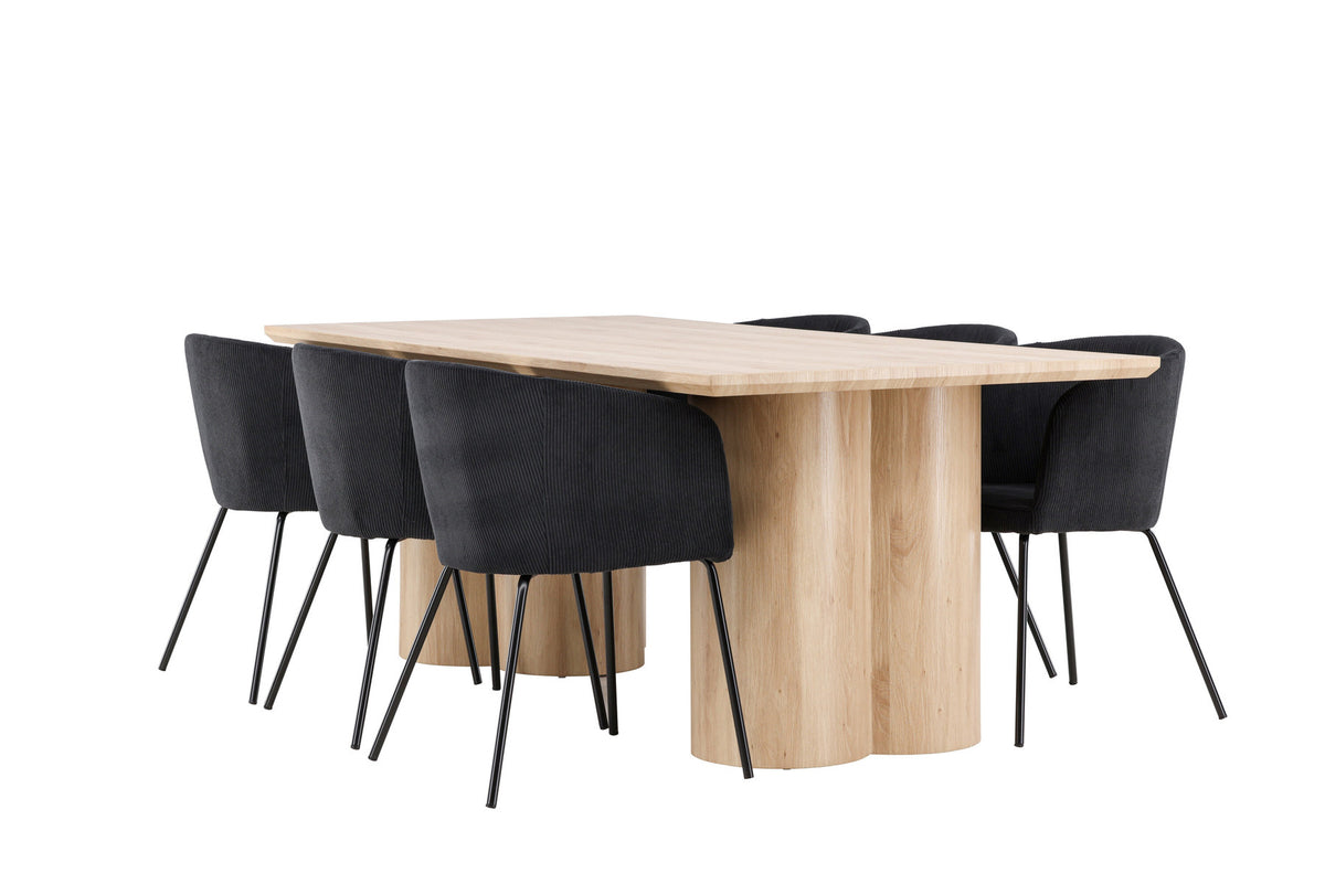 Olivia Esstisch mit Stühlen von Berit in Schwarz präsentiert im Onlineshop von KAQTU Design AG. Esszimmerset ist von Venture Home