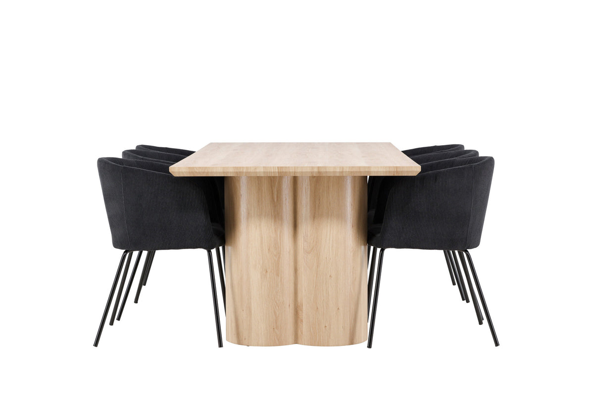 Olivia Esstisch mit Stühlen von Berit in Schwarz präsentiert im Onlineshop von KAQTU Design AG. Esszimmerset ist von Venture Home