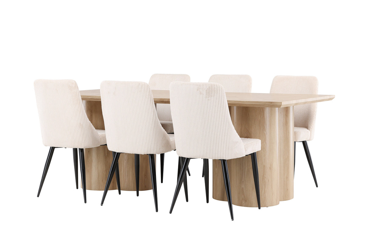 Olivia Esstisch mit Leone Stühlen in Beige präsentiert im Onlineshop von KAQTU Design AG. Esszimmerset ist von Venture Home