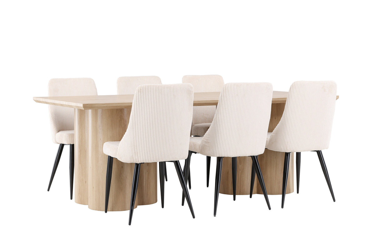 Olivia Esstisch mit Leone Stühlen in Beige präsentiert im Onlineshop von KAQTU Design AG. Esszimmerset ist von Venture Home