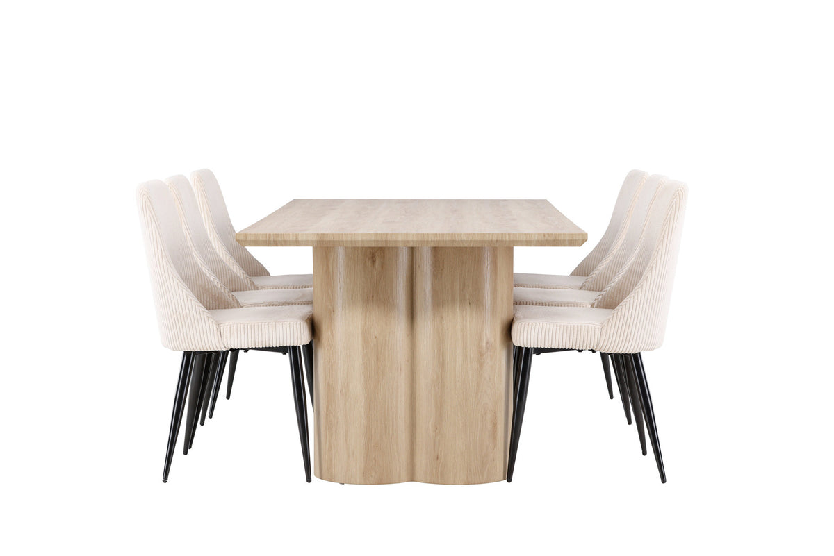 Olivia Esstisch mit Leone Stühlen in Beige präsentiert im Onlineshop von KAQTU Design AG. Esszimmerset ist von Venture Home
