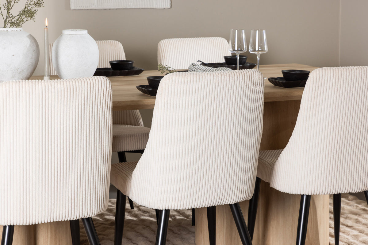 Olivia Esstisch mit Leone Stühlen in Beige präsentiert im Onlineshop von KAQTU Design AG. Esszimmerset ist von Venture Home