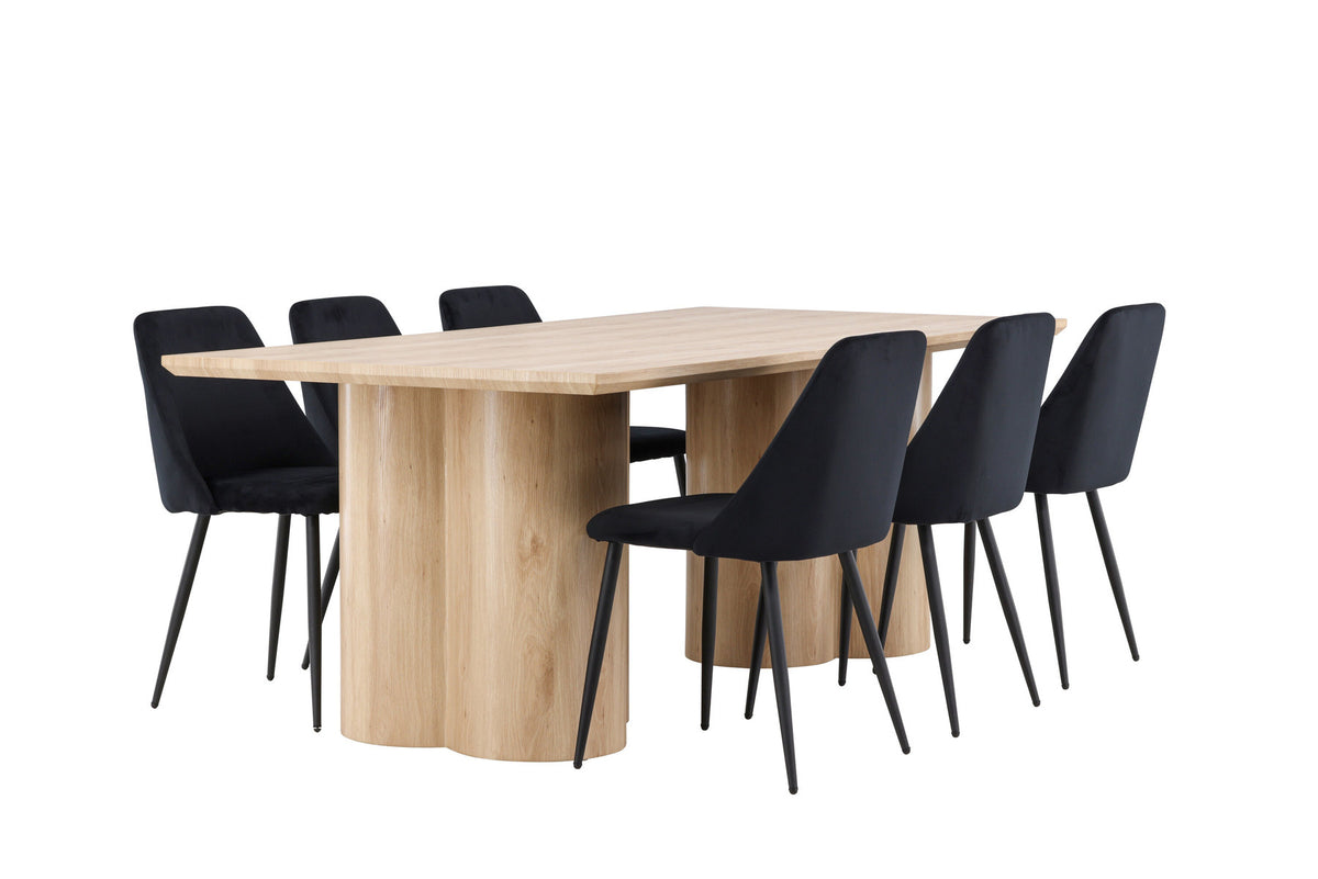 Olivia Esstisch mit Night Stühlen in Schwarz präsentiert im Onlineshop von KAQTU Design AG. Esszimmerset ist von Venture Home