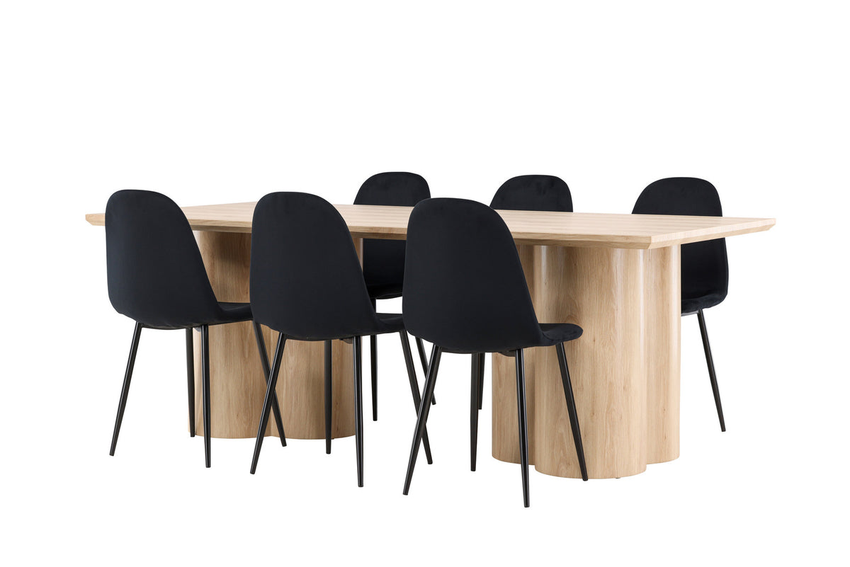 Olivia Esstisch mit Polar Stühlen in Schwarz präsentiert im Onlineshop von KAQTU Design AG. Esszimmerset ist von Venture Home