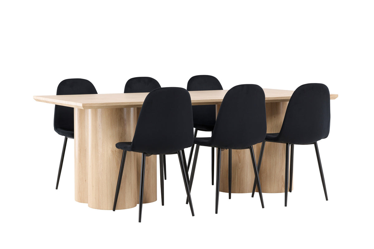 Olivia Esstisch mit Polar Stühlen in Schwarz präsentiert im Onlineshop von KAQTU Design AG. Esszimmerset ist von Venture Home
