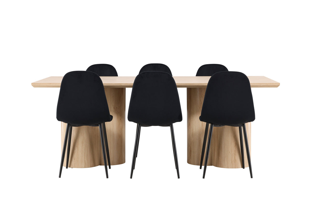 Olivia Esstisch mit Polar Stühlen in Schwarz präsentiert im Onlineshop von KAQTU Design AG. Esszimmerset ist von Venture Home