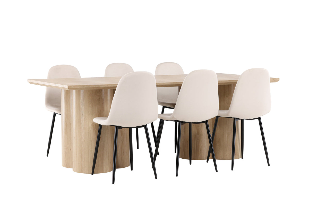 Olivia Esstisch mit Polar Stühlen in Beige präsentiert im Onlineshop von KAQTU Design AG. Esszimmerset ist von Venture Home