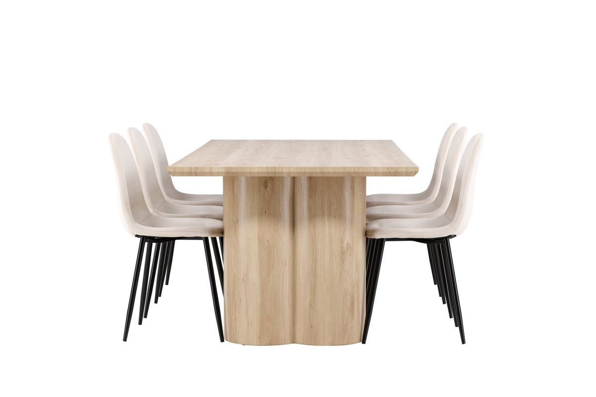 Olivia Esstisch mit Polar Stühlen in Beige präsentiert im Onlineshop von KAQTU Design AG. Esszimmerset ist von Venture Home