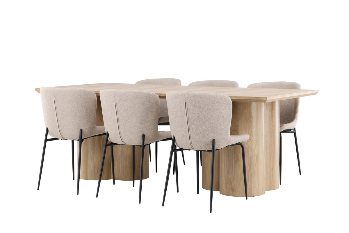 Olivia Esstisch mit Modesto Stühlen in Beige präsentiert im Onlineshop von KAQTU Design AG. Esszimmerset ist von Venture Home