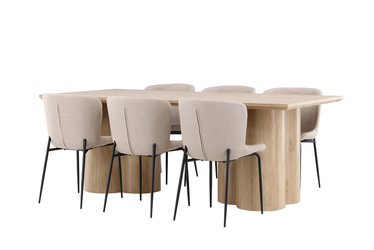 Olivia Esstisch mit Modesto Stühlen in Beige präsentiert im Onlineshop von KAQTU Design AG. Esszimmerset ist von Venture Home