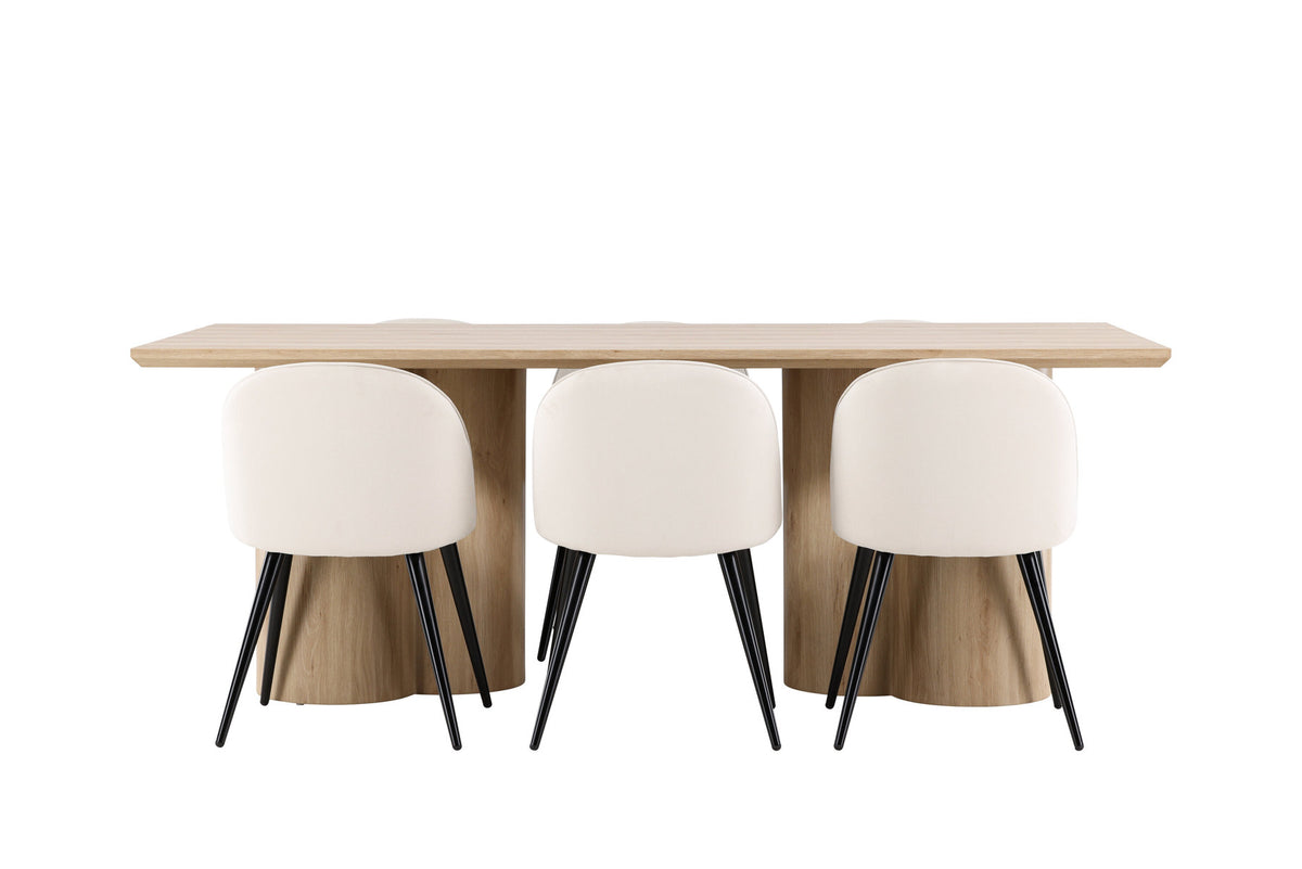 Olivia Esstisch mit Velvet Stühlen in Beige präsentiert im Onlineshop von KAQTU Design AG. Esszimmerset ist von Venture Home