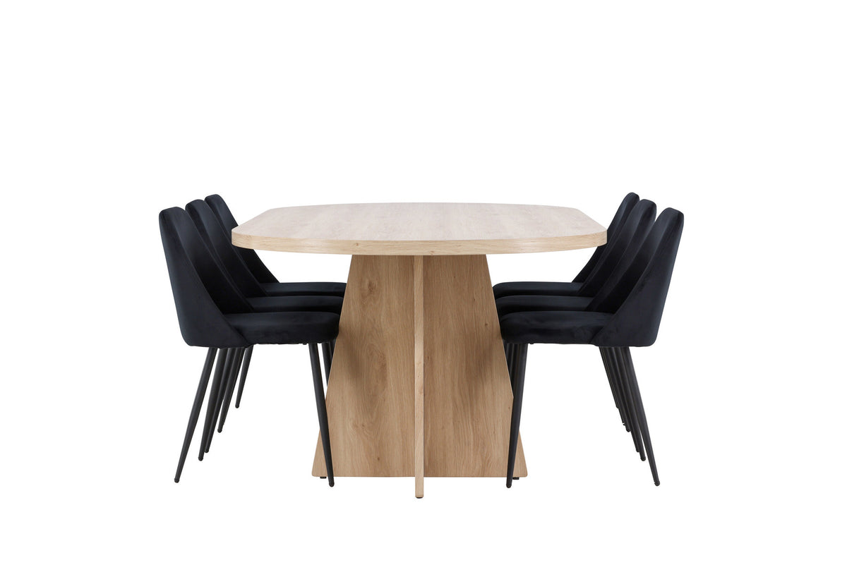 Bootcut Esszimmertisch mit Night Stühlen in Schwarz präsentiert im Onlineshop von KAQTU Design AG. Esszimmerset ist von Venture Home