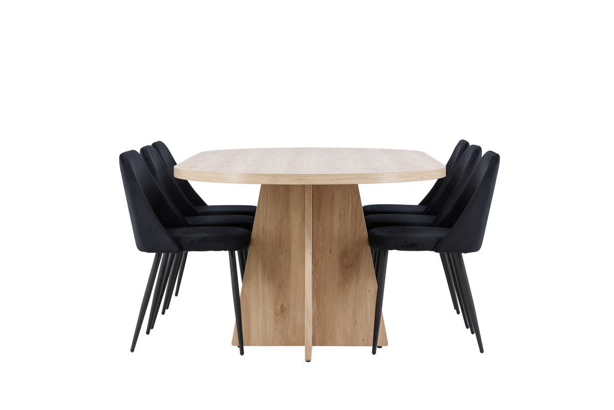 Bootcut Esszimmertisch mit Night Stühlen in Schwarz präsentiert im Onlineshop von KAQTU Design AG. Esszimmerset ist von Venture Home
