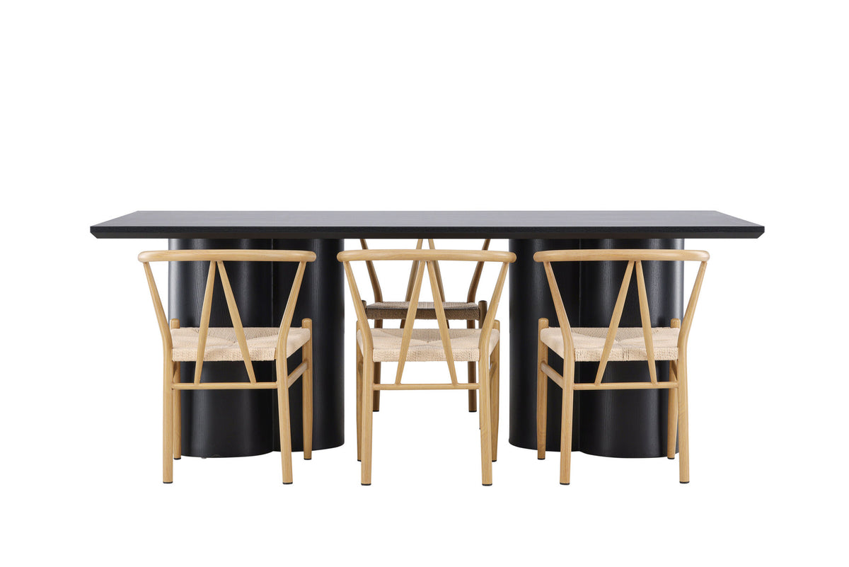 Olivia Esstisch mit Stühlen Alfons in Beige präsentiert im Onlineshop von KAQTU Design AG. Esszimmerset ist von Venture Home