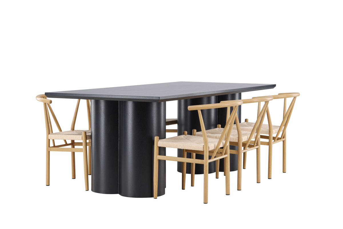 Olivia Esstisch mit Stühlen Alfons in Beige präsentiert im Onlineshop von KAQTU Design AG. Esszimmerset ist von Venture Home