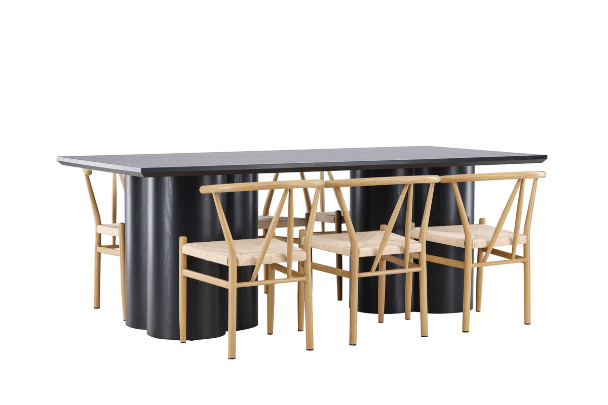 Olivia Esstisch mit Stühlen Alfons in Beige präsentiert im Onlineshop von KAQTU Design AG. Esszimmerset ist von Venture Home