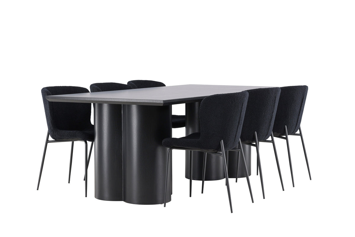 Olivia Esstisch mit Modesto Stühlen in Schwarz präsentiert im Onlineshop von KAQTU Design AG. Esszimmerset ist von Venture Home