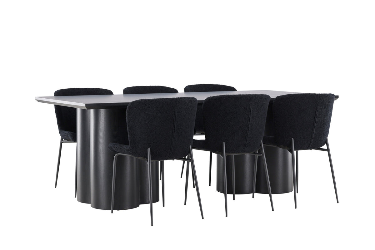 Olivia Esstisch mit Modesto Stühlen in Schwarz präsentiert im Onlineshop von KAQTU Design AG. Esszimmerset ist von Venture Home