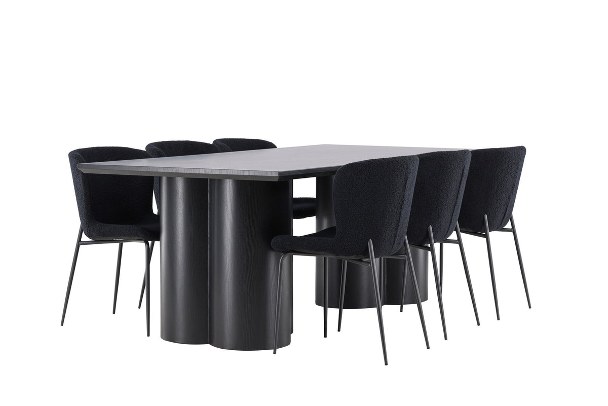 Olivia Esstisch mit Modesto Stühlen in Schwarz präsentiert im Onlineshop von KAQTU Design AG. Esszimmerset ist von Venture Home
