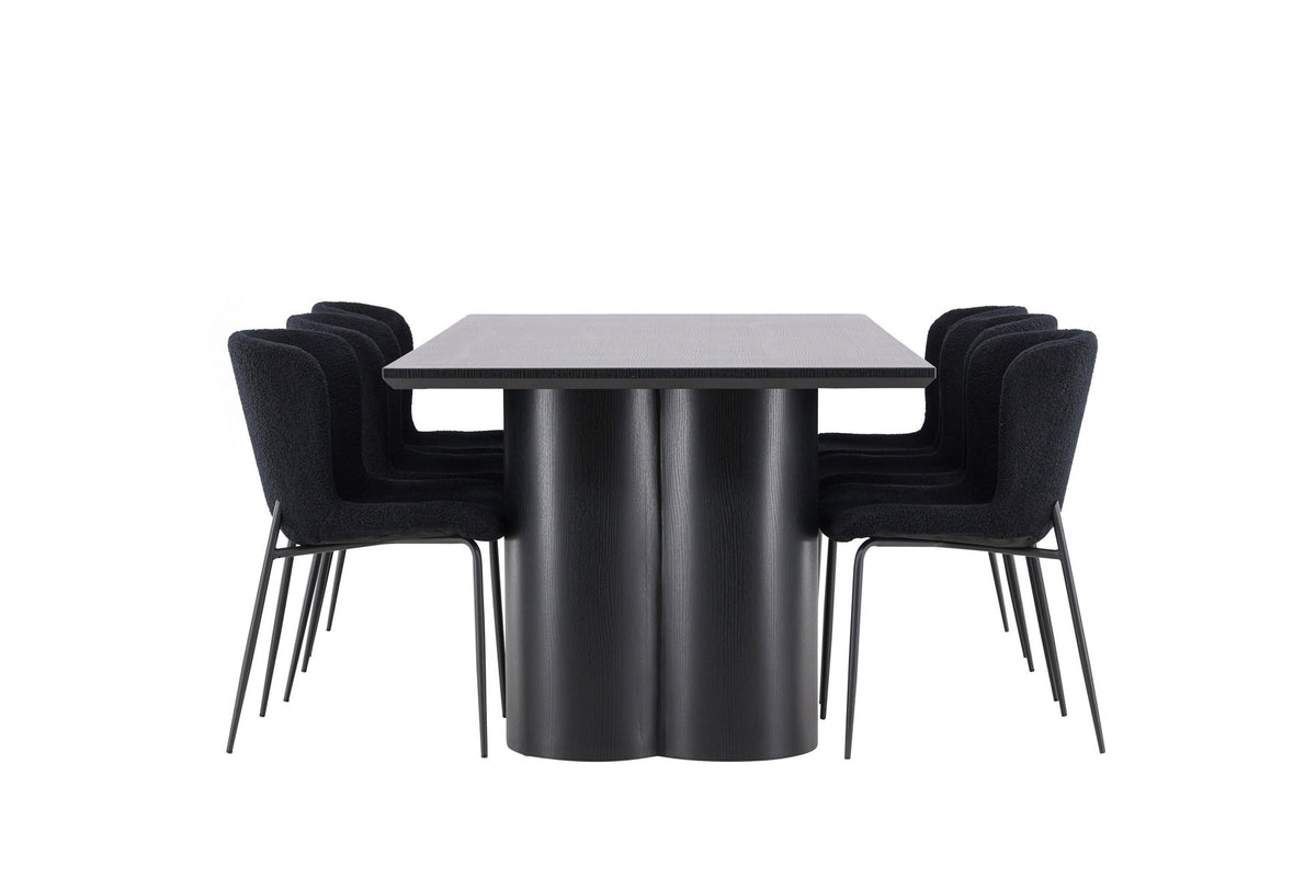 Olivia Esstisch mit Modesto Stühlen in Schwarz präsentiert im Onlineshop von KAQTU Design AG. Esszimmerset ist von Venture Home