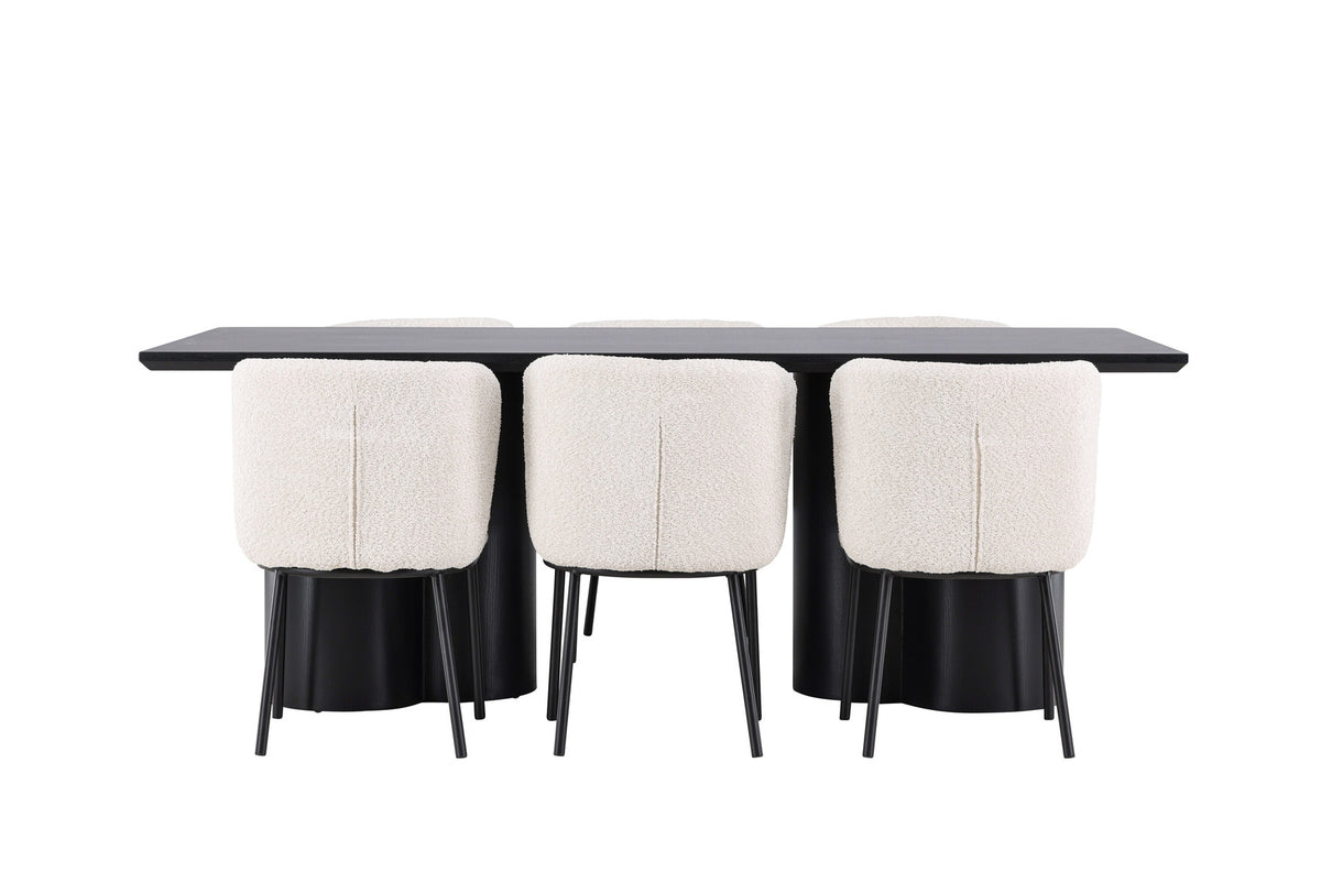 Olivia Esstisch mit Agnes Stühlen in Weiss präsentiert im Onlineshop von KAQTU Design AG. Esszimmerset ist von Venture Home