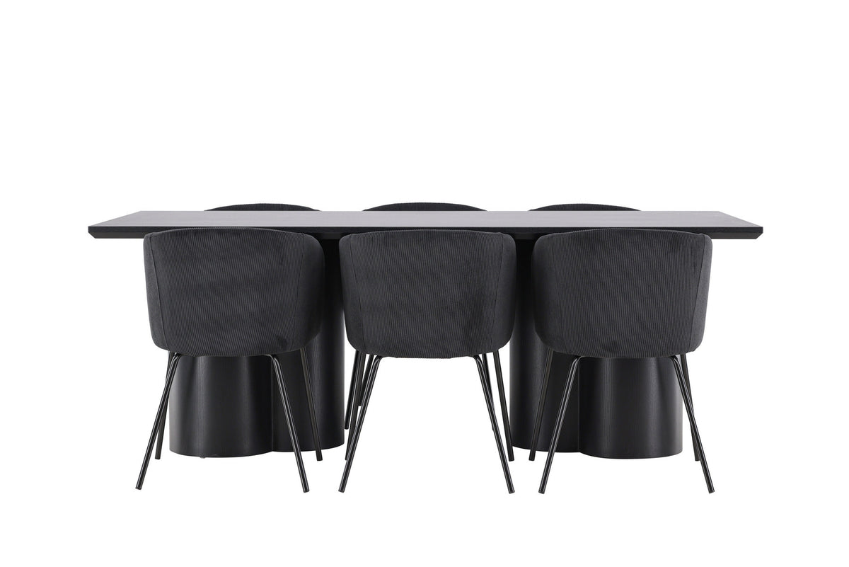 Olivia Esstisch mit Stühlen von Berit in Schwarz präsentiert im Onlineshop von KAQTU Design AG. Esszimmerset ist von Venture Home