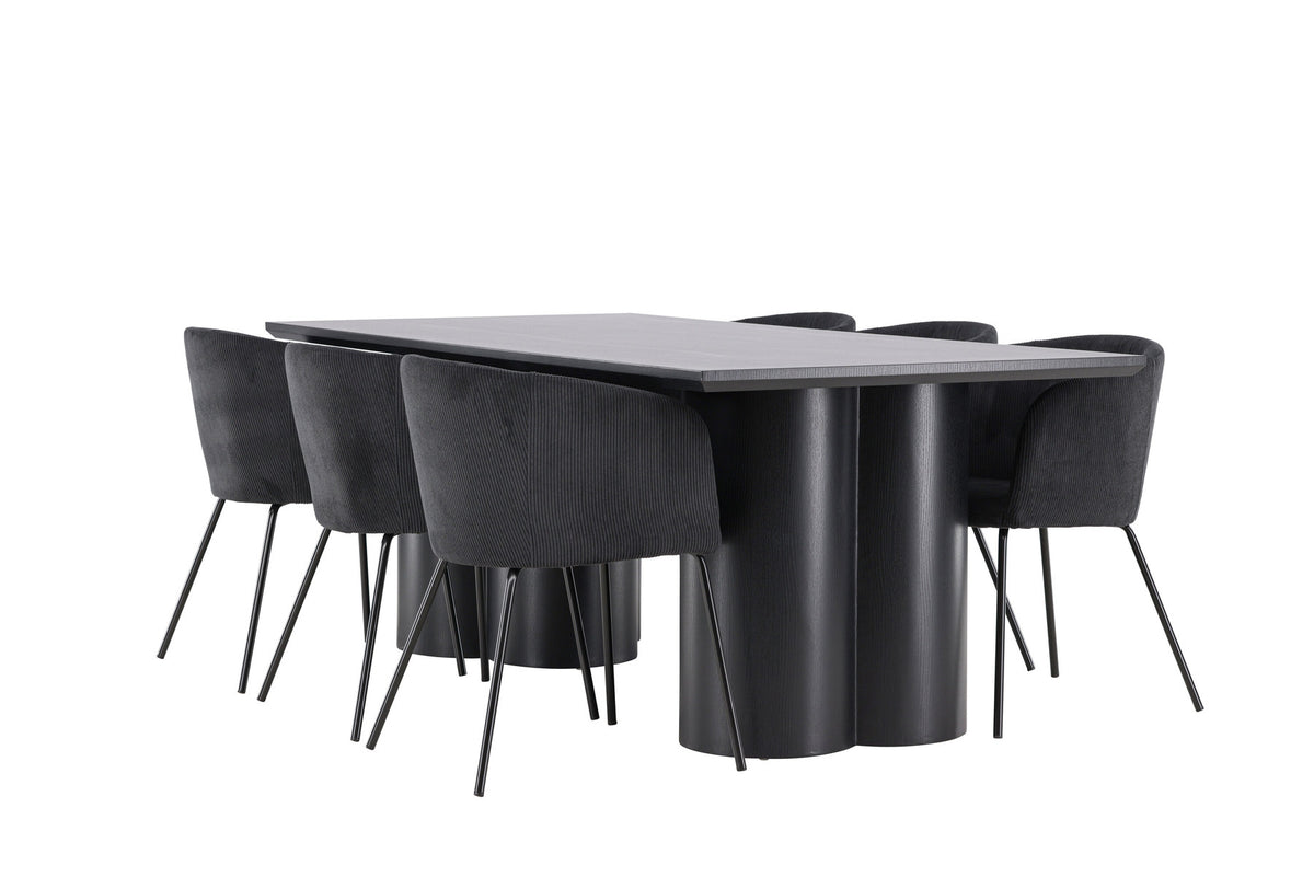 Olivia Esstisch mit Stühlen von Berit in Schwarz präsentiert im Onlineshop von KAQTU Design AG. Esszimmerset ist von Venture Home
