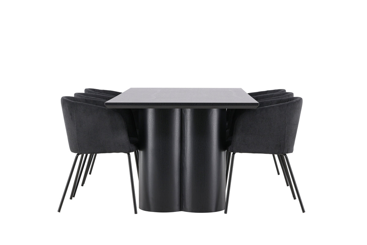 Olivia Esstisch mit Stühlen von Berit in Schwarz präsentiert im Onlineshop von KAQTU Design AG. Esszimmerset ist von Venture Home