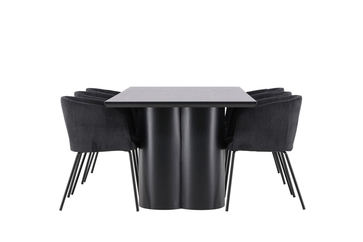 Olivia Esstisch mit Stühlen von Berit in Schwarz präsentiert im Onlineshop von KAQTU Design AG. Esszimmerset ist von Venture Home