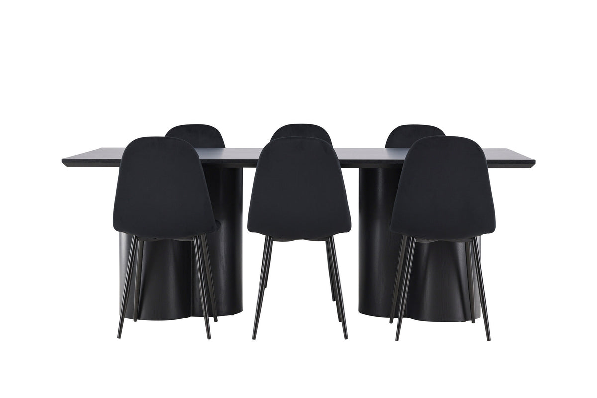 Olivia Esstisch mit Polar Stühlen in Schwarz präsentiert im Onlineshop von KAQTU Design AG. Esszimmerset ist von Venture Home