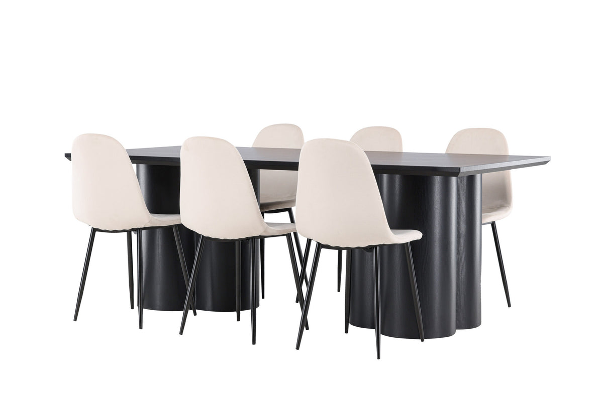 Olivia Esstisch mit Polar Stühlen in Beige präsentiert im Onlineshop von KAQTU Design AG. Esszimmerset ist von Venture Home