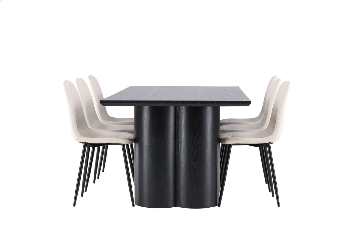 Olivia Esstisch mit Polar Stühlen in Beige präsentiert im Onlineshop von KAQTU Design AG. Esszimmerset ist von Venture Home