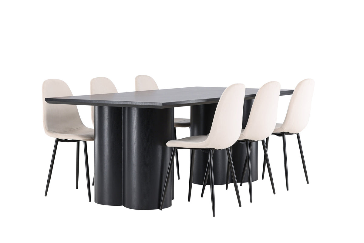 Olivia Esstisch mit Polar Stühlen in Beige präsentiert im Onlineshop von KAQTU Design AG. Esszimmerset ist von Venture Home