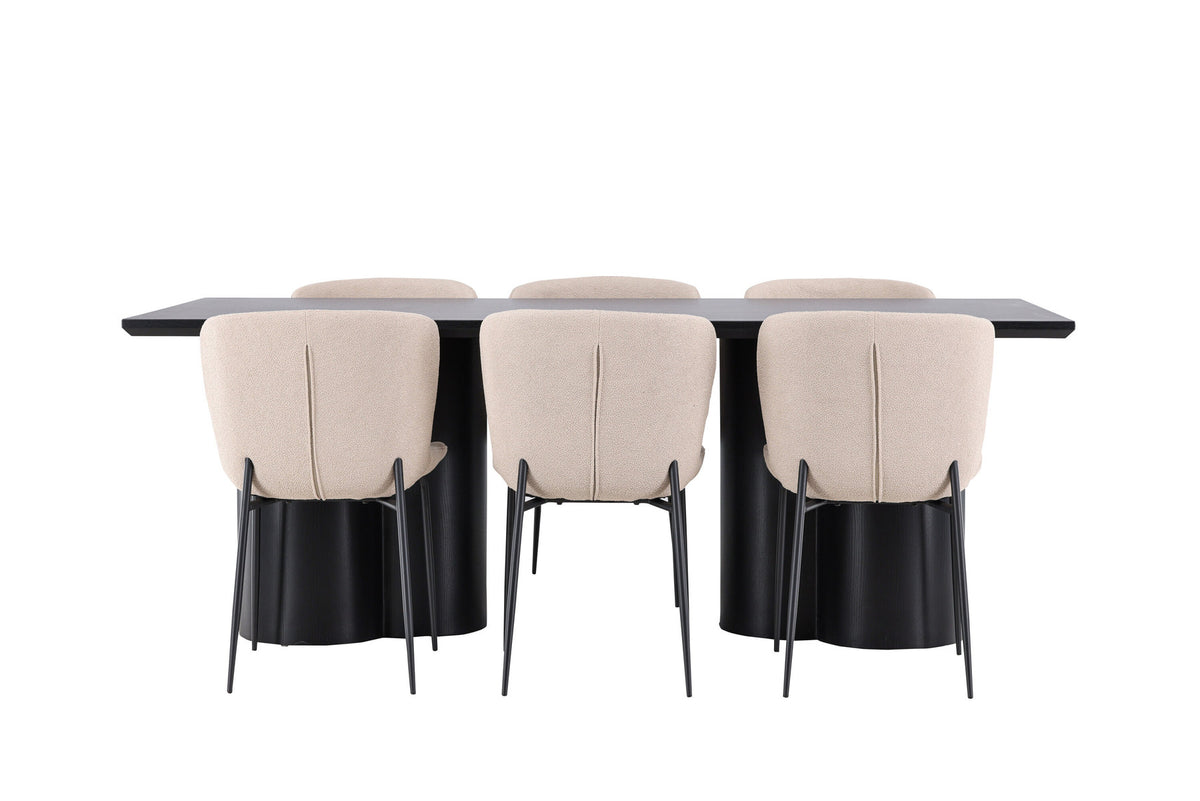 Olivia Esstisch mit Modesto Stühlen in Beige präsentiert im Onlineshop von KAQTU Design AG. Esszimmerset ist von Venture Home
